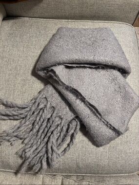 SONOMA Heather Gray Plush Fringed Scarf